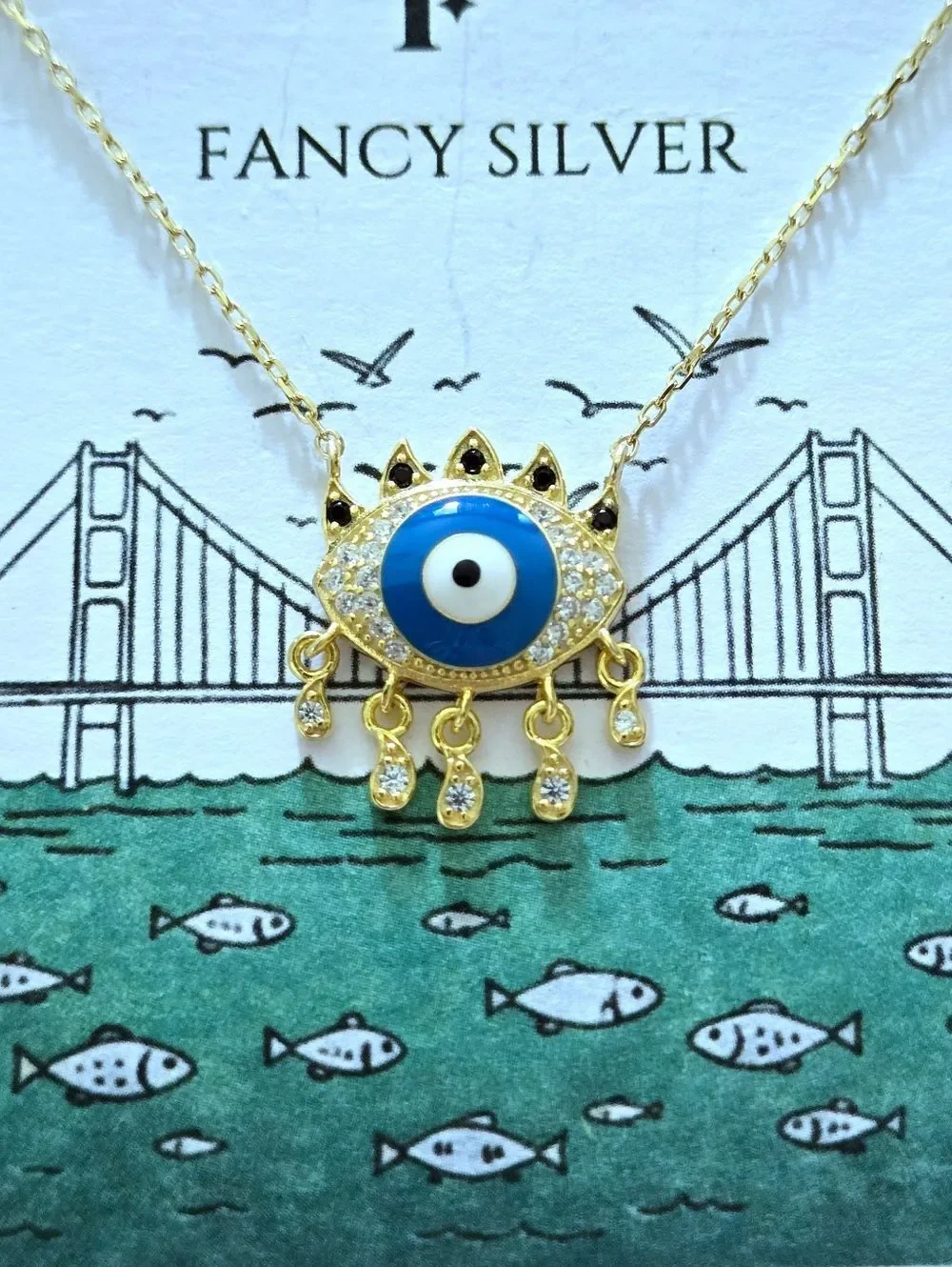 Fancy Silver🤍 Evil Eye🧿 Pendant Necklace